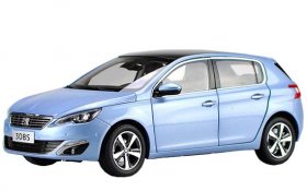 White / Blue 1:18 Scale Diecast Peugeot 308S Model