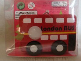 Mini Scale Red Wooden London Bus Toy