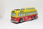 Yellow-Red Tinplate Clockwork Spring Function Bus Model