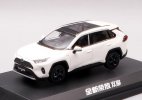 White / Red 1:43 Scale Diecast 2021 Toyota RAV4 Hybrid Model