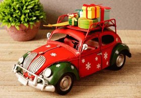 1:16 Scale Christmas Gift Red Retro Tinplate VW Beetle Model
