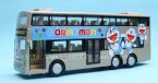 Diecast Golden / Blue Kids Doaemon Theme Double Decker Bus Toy