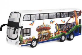 1:32 White Kids Amusement Park Diecast Double Decker Bus Toy