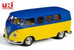 1:36 Scale Blue-Yellow Diecast Volkswagen T1 Bus Toy