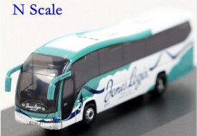 White-Green Mini Scale Oxford Die-cast Plaxton Elite Bus Model