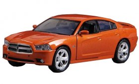Orange / Silver 1:24 MotorMax Diecast 2011 Dodge Charger R/T