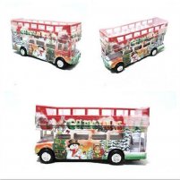 Medium Size Kids Red / Green / Blue Double Deck Tour Bus Toy