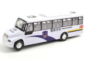 Kids White Plastics Police Theme School Bus Toy
