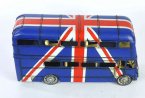 Large Scale Deep Blue Vintage Tinplate London Double-Decker Bus