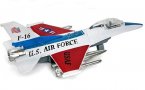 Silver / Red / Yellow Kids Die-Cast F-16C Falcon Fighter Toy