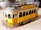 Vintage Medium Scale Yellow Tinplate Lisboa Tram Model