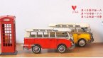 Large Scale White-Yellow / White-Red Tinplate Retro Bus Model