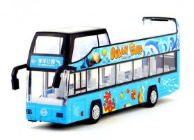 Kids Blue Ocean Park Diecast Double Decker Bus Toy