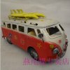 Small Scale Red-white Tinplate VW Sliding Plate Bus Model