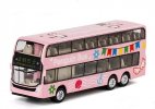 Pink 1:87 Scale Kids Penguin Diecast Double Decker Bus Toy