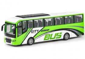 Kids White-Green Plastics R/C Coach Bus Toy