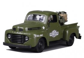 Army Green MaiSto 1:24 Scale Diecast Ford F1 Pickup Truck Model