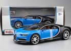 1:24 Scale Maisto Blue /Red / Gray Diecast Bugatti Chiron Model