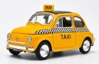 Yellow 1:24 Scale Welly Diecast Fiat Nuova 500 Taxi Car Model