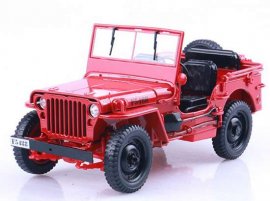 Red 1:18 Scale Diecast Willys Army Truck Model