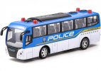 Plastics Blue-White Kids R/C Police Coach Bus Toy