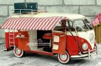 Blue / Red Medium Scale Vintage VW Motor Homes Bus Model