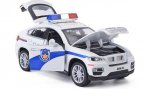 Kids White 1:32 Scale Police Theme Diecast BMW X6 SUV Toy