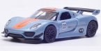 Kids Blue 1:36 Scale Welly Diecast Porsche 918 RSR Toy