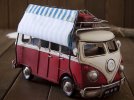 Blue / Red Medium Scale Tinplate VW Motor Homes Bus Model