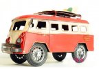 Medium Scale Red-White Tinplate 1962 VW Sliding Plate Bus Model