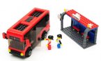 DIY Red Plastic School Bus With Bus Station Assembled