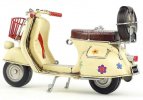 Flowers Painting White 1:8 Vintage Tinplate Vespa Scooter Model