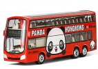 Red 1:87 Scale Kids Panda Diecast Double Decker Bus Toy
