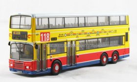 1:76 Scale Yellow Alloy NO.118 Hong Kong Double Decker City Bus