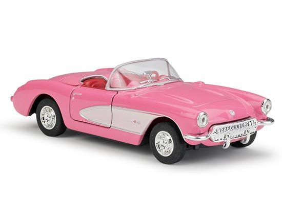 WELLY Modellauto Chevrolet 1957 Corvette Cabrio rosa Sammelauto Spielzeugauto 