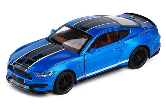 Blue 1:32 Ford Mustang Shelby GT350 Diecast Model With Sound & Light 4-Door Open