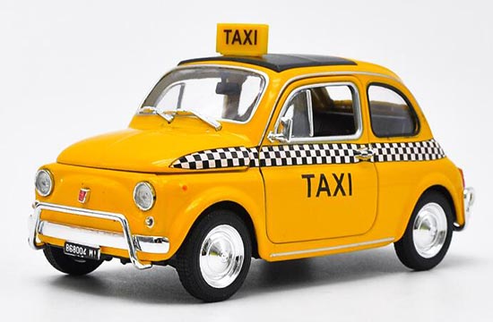 WELLY 1:43 Fiat Nuova500 TAXI Toy Children DIE-CAST Yellow 