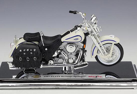1:18 Maisto Harley Davidson 1997 FLSTS Heritage Springer Motorcycle Model White 