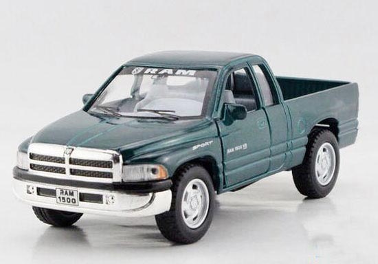 Dodge RAM 1500 Pickup Trucks Model Cars 1:44 Toys Gifts Alloy Diecast Dark Green
