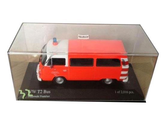 143 Scale Minichamps Orange Diecast VW T2 Bus Ambulance Model larger image