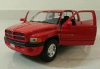 Red / Silver 1:24 Scale Welly Diecast Dodge RAM 1500 Pickup