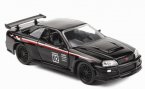 1:32 Scale Black JADA Kids Diecast Nissan GT-R R34 Toy