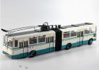 White-Blue BD562 Diecast Beijing Articulated Trolley Bus Model