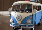 Vintage Blue / Yellow Medium Scale Tinplate VW Bus Model