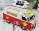 Red / Green Tinplate Medium Scale Vintage VW Bus Model