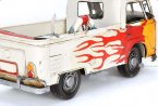 White-Yellow Tinplate Medium Scale Vintage VW Pickup Truck Model