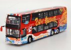 Red 1:64 Dragon Painting Diecast Ankai Double Decker Bus Model