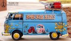 Blue Medium Scale Tinplate 1967 VW Hippie Bus Model