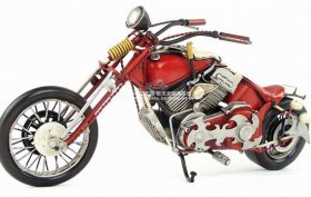 Medium Scale Handmade Red Tinplate 1948 Harley Davidson