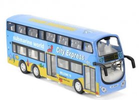 Kid Blue Hong Kong Submarine World Diecast Double Decker Bus Toy